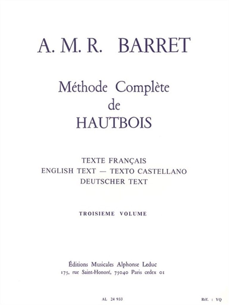 Méthode Complète de Hautbois (Volume 3)